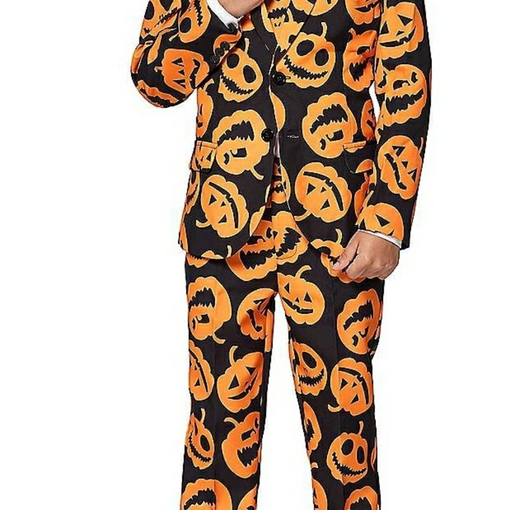 Mens Oppo-suits Spirit Halloween Poly Pumpkin Suit 42" waist 32.5" inseam